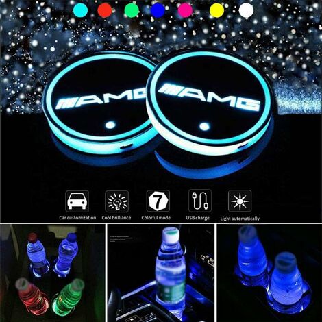 MINKUROW Posavasos Led Para Bebidas, Portavasos Led Con Logotipo De Coche, Tres Modos, Portavasos Led Impermeable De Siete Colores Con Sensor De Luz, Se Adapta A Vehículos Alemanes Y Algunos Vehículos (1/5)