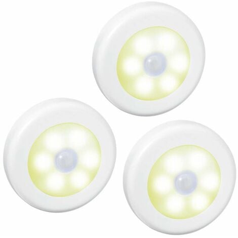 Paquete de 6 luces LED con sensor de movimiento, 10 luces LED para armario,  funciona con pilas, barra de luz nocturna magnética adhesiva en cualquier