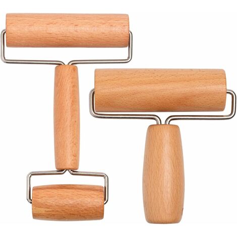 MINKUROW Rodillo De Amasar Para Pizza Rodillo De Amasar De Madera De Haya En Forma De T Y En Forma De H Para Hornear, Accesorios Para Hornear, Pizza (2 Piezas) (1/5)