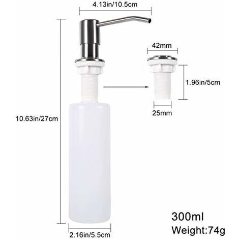 CEICPA Dispensador Jabon Cocina Bajo Encimera, Dispensador de Detergente  para Fregadero con Botella de 300 ML