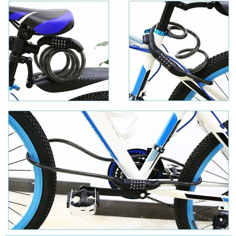 AZUL)CANDADO ANTIROBO CÓDIGO DE 4 DÍGITOS PARA PATINETE ELÉCTRICO  BICICLETAS SEGURIDAD 12MM X 120CM CERRADURA CON COMBINACIÓN DE ALTA CALIDAD