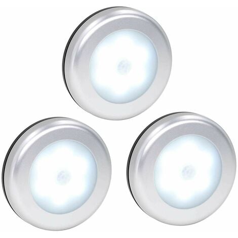 Luz Nocturna Con Sensor De Movimiento De 3 Piezas, 6 Luces LED Adhesivas  Con Sensor De Movimiento, Luces Nocturnas Con Pilas Para Interiores  Auto/Ence
