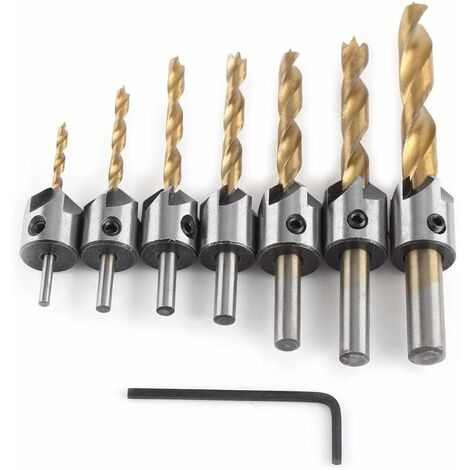 Brocas De Acero De Vástago Redondo Avellanado MINKUROW Para Carpintería De Chaflán Con Llave Hexagonal (3-10mm (3/4/5/6/7/8/10mm)) (1/4)