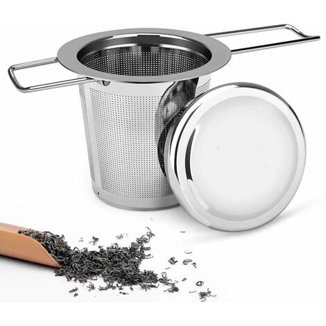 Infusor de té, colador de té de malla extra fina con tapa de silicona,  infusor de té de acero inoxidable 304 para té suelto, filtro de cesta de té  más