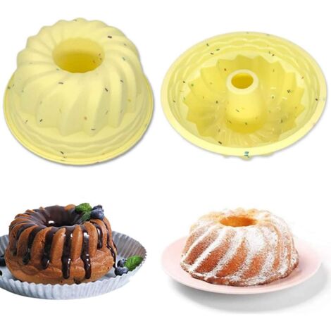 MINKUROW - Moldes Redondos De Silicona Para Tartas Estriados, Moldes De Silicona Para Tartas, Moldes Redondos De Silicona Para Hornear Tartas De Donas, Moldes De Silicona Para Hornear Alrededor (1/5)