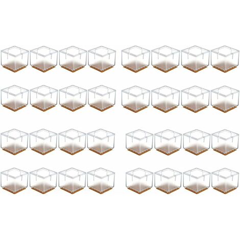 MINKUROW 32 X Fundas De Silicona Para Patas De Sillas Protector De Suelo Para Patas De Sillas Fundas Para Muebles Mesa Taburete Fundas Para Patas Protectores Para Patas Cuadradas 30-35mm (Transparente (1/4)