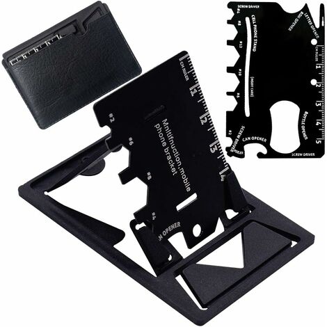MINKUROW Multiherramienta 18 En 1 Mini Herramienta Portátil De Acero Inoxidable Con Soporte Para Teléfono Celular Para Viajes Al Aire Libre Herramienta Diaria Aventura Herramientas Diarias (Negro) (1/5)
