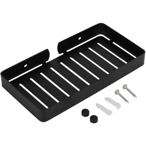 MINKUROW Estante De Baño Jabonera Rejilla De Drenaje Montada En La Pared De Acero Inoxidable, Organizador De Baño Cesta Estante De Almacenamiento (Negro) (1/5)