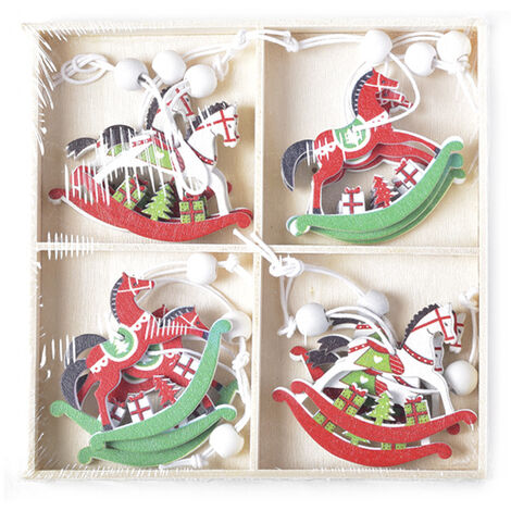 MINKUROW 12 Piezas De Madera Diy Árbol De Navidad Colgante Decoración, Madera Árbol De Navidad Colgantes Set, Muñeco De Nieve/Reno/Papá Noel Diy Navidad Colgantes C-Tag (1/5)