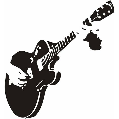 MINKUROW Guitarra Música Etiqueta De La Pared Decoración, Diy Pared Vinilo Removible Decoración De La Pared Para La Escuela Niños Niños Sala De Estar Dormitorio Familia