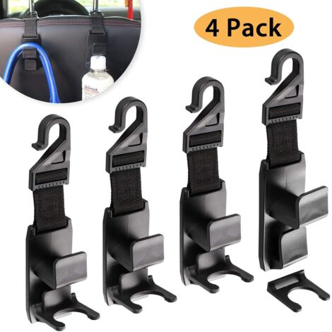MINKUROW Ganchos Para Reposacabezas De Asiento Trasero De Automóvil, 4 Pcs Colgador De Reposacabezas De Asiento De Automóvil Organizador De Almacenamiento Portabotellas Para Monedero, Abrigos, Mochila (1/5)