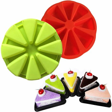 MINKUROW Set De 2 Moldes Triangulares De Silicona Para Tartas - 8 Agujeros - 27 X 27 X 5 Cm (1/5)