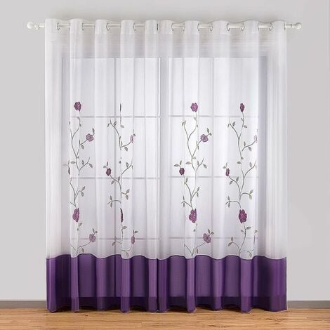 Elegantes cortinas estampadas de color púrpura claro para textiles