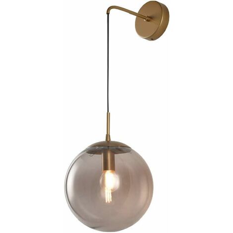 MINKUROW Industrial Vintage 15 Cm Globo De Cristal Gota Aplique De Pared Dormitorio Pasillo Aplique Luz Retro Gris Esfera De Vidrio Aplique De Pared (Gris) (1/5)