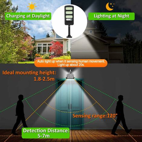 2 Focos Solares De Pared LED Lamparas Alumbrada Para Exterior Calle Con  Sensor