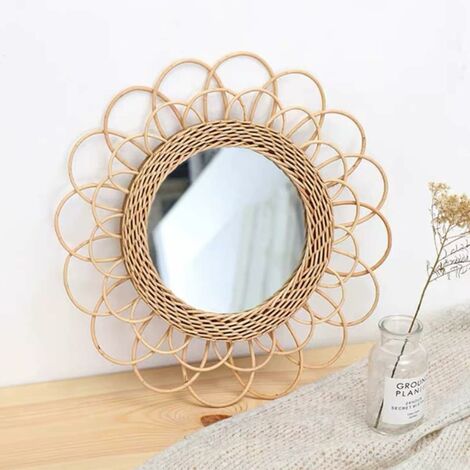 Espejo Colgante De Ratán MINKUROW, Decoración De Pared Con Espejo Bohemio, Espejo Para Apartamento, Sala De Estar, Dormitorio, Decoración Moderna Para El Hogar (1/5)