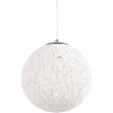 MINKUROW Luminaria Araña De Mimbre Con Pantalla De Cúpula De Sisal, Diámetro (Blanco, 25 Cm). (1/4)