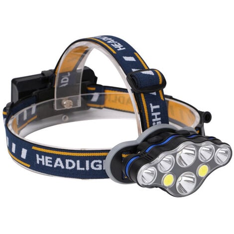 Linterna frontal recargable, 8 modos de luz LED, potente linterna