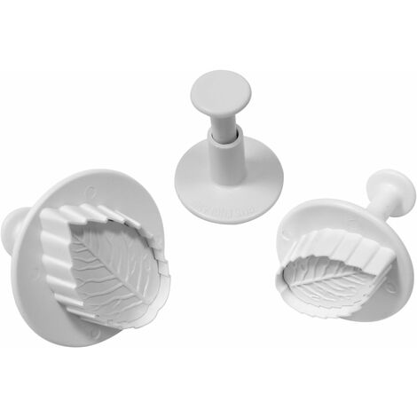MINKUROW Juego De 3 Cortadores De Empuje De Hojas De Rosas Acanaladas, Plástico, Blanco,
