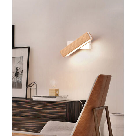 MINKUROW 6w Luz De Pared Led Giratoria Multi Patrón Cama Interior Aplique De Pared Blanco Aplique De Pared Decorativo De Color Madera De Aluminio, Hierro, Madera (Blanco Cálido) (1/3)