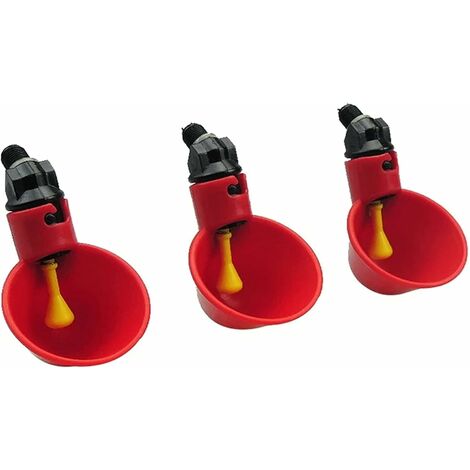 MINKUROW Comedero Automático Para Aves De Corral, Ganado, Pollo, Gallina, Pato, Pájaro, Tazas De Agua Potable, Alimentador De Agua De Plástico Rojo Para Patio Trasero, Útil Y Práctico, 3 Unidades (1/5)