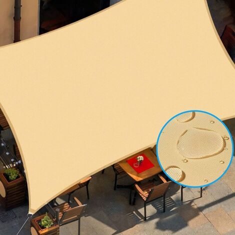 MINKUROW Toldo Vela Con Cuerda, Toldo Para Jardín Exterior Patio Patio, Impermeable Y Protección Uv- Rectangular 2x3m, Arena (1/4)