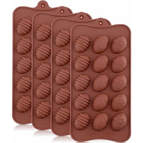 Juego de 4 moldes de silicona 3D para pasteles de Pascua para 15 huevos / chocolates, cupcakes / tartas de 22 x 10,5 cm (1/5)