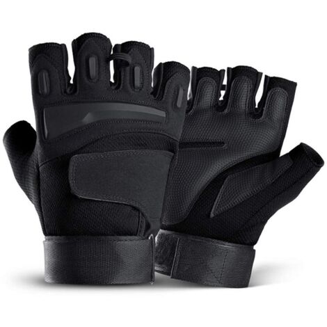 MINKUROW Guantes Tácticos Hombres Medio Dedo Militar Nudillos De Goma Dura Pantalla Táctil Sin Dedos Deportes Al Aire Libre Para Motocicleta Ciclismo Airsoft Gimnasio (M)-Negro