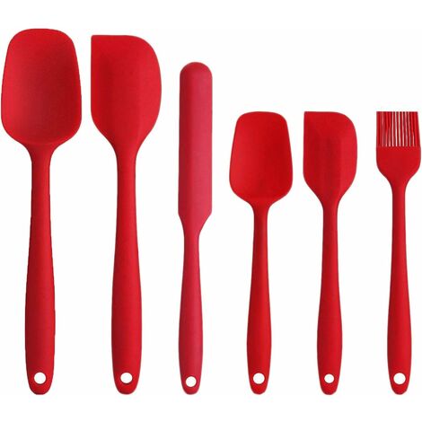 MINKUROW Juego De Espátulas De Silicona De 6 Piezas, Espátula De Cocina Resistente Al Calor Con Núcleo De Acero Inoxidable Fuerte, Utensilios De Cocina Antiadherentes Para Cocinar, Hornear Y Mezclar ( (1/4)