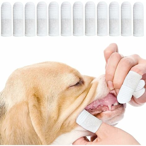 MINKUROW Cepillo De Dientes Para Dedos De Perro, Cepillo De Dientes Para Mascotas De Tela, Cepillos De Higiene Dental, Placa Antidental Para Perros Y Gatos (12 Piezas) (1/5)