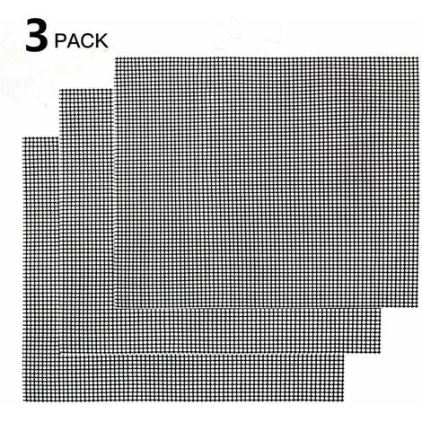Juego De Alfombrillas Para Parrilla De 3 Piezas MINKUROW: Alfombrilla Para Parrilla Rectangular, Alfombrilla Para Parrilla Permanente, Revestimiento Antiadherente, Aprobación Lfgb Y Fda (Negro, 42 x 3 (1/5)