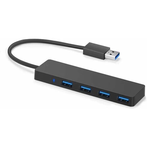 MINKUROW Hub Usb 3.0 De 4 Puertos Ultradelgado Y Extraligero, Concentrador De Datos Para Macbook, Macbook Air / Pro / Mini, Imac, Macpro, Windows Laptops Y Ultrabooks, Así Como Pc Y Más (Negro) (1/5)