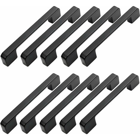 MINKUROW, 10 Uds., Tirador De Muebles, Distancia Central, 160mm, Tirador De Puerta De Cocina Negro, Tirador De Barra De Muebles, Tirador De Cocina Negro De 96mm