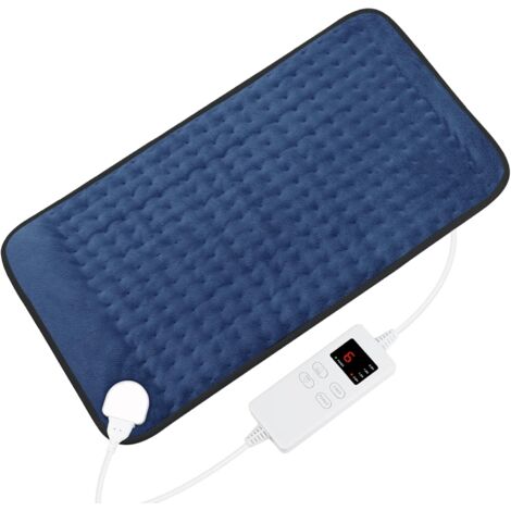 MINKUROW Almohadilla Eléctrica Con Función De Apagado Automático Con 6 Niveles De Calentamiento, Calentador De Felpa Suave De Calentamiento Rápido Y Telas Lavables A Máquina 30x60cm, Azul (1/5)