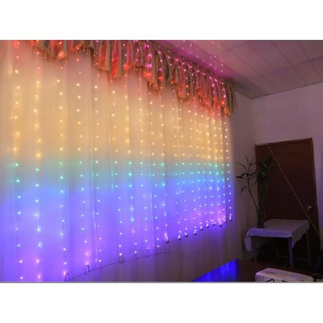 Luces Led Cortina Multicolor Serie 3x3 Con Control 8 Modos Decorativa Usb