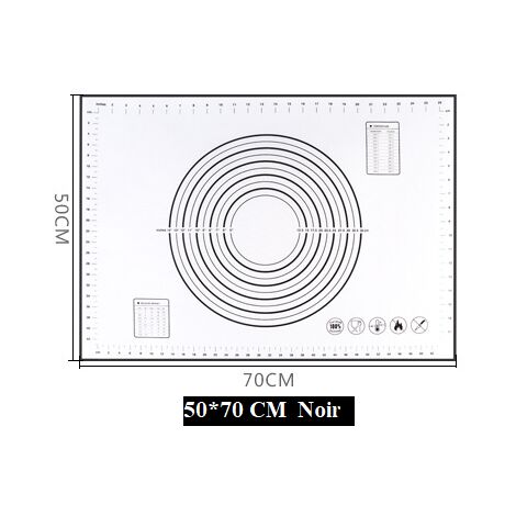 Estera De Masa Para Hornear De Silicona Antiadherente MINKUROW Con Medidas 1 Pcs Para 70 x 50 Cm (Negro) (1/5)