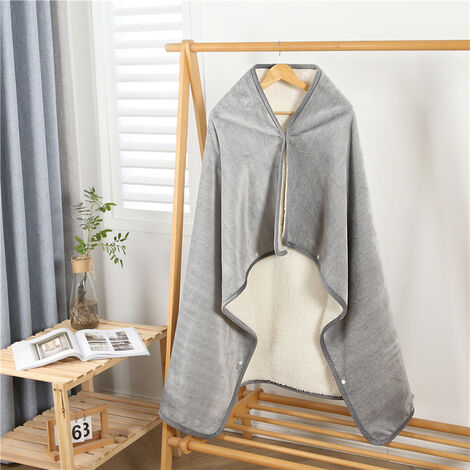 MINKUROW Manta A Cuadros 110 x 145 Cm Manta De Lana De Felpa De Doble Cara Manta De Cama Sofá Coche Sala De Estar Dormitorio Invierno Cálido Manta Multiusos Capa Mantón Con Botón Regalo De Navidad Gri (1/4)