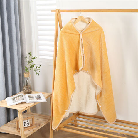 MINKUROW Manta A Cuadros 110 x 145 Cm Manta De Lana De Felpa De Doble Cara Manta De Cama Sofá Coche Sala De Estar Dormitorio Invierno Cálido Manta Multiusos Capa Mantón Con Botón Regalo De Navidad Ama (1/3)