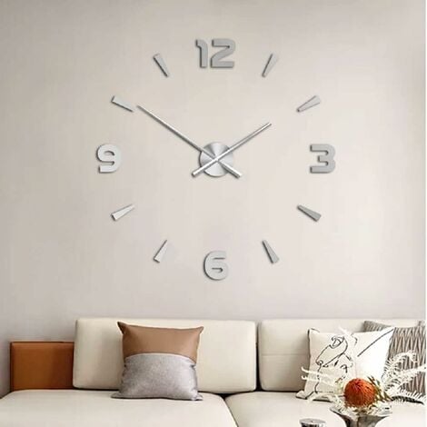 Reloj De Pared Gigante Decorativo 3d, Plateado
