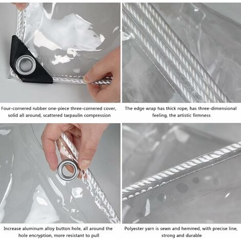 Lona impermeable transparente con ojales reforzados, cubierta vegetal,  lámina lona industrial