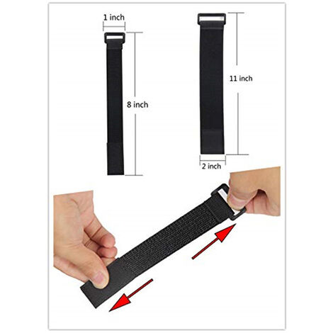 MINKUROW Cinta Elástica Banda De 40 Cm Con Hebilla Sujetacables De 50 Mm 10 Piezas Para Fijación De Amarre (Negro) (1/3)