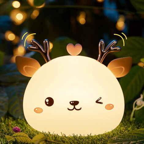 Goline Lámpara LED de mesilla de noche con forma de gato, multicolor  silicona suave para habitación del bebé, control, blanco cálido y 7 modos  de luz