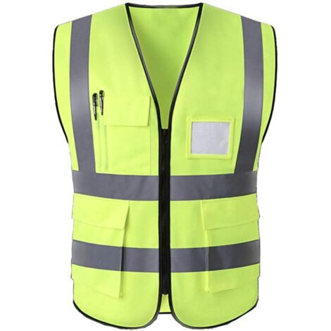 MINKUROW 2 Piezas Chaleco De Seguridad Reflectante De Alta Visibilidad Ropa Trabajo Gerente Ejecutivo Chaleco Chaqueta Cremallera Brace Seguridad Teléfono Móvil Bolsillo Id Titular 3d (1/5)