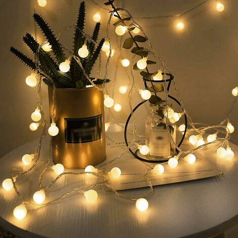 MINKUROW 80 Bolas 10m Cadena De Luces, Pequeña Bola De Luces De Hadas, Blanco Cálido, Decoración Para Navidad, Halloween, Boda, Cumpleaños, Hogar, Jardín, Pascua, Patio, Césped, Paquete De 1 (1/5)