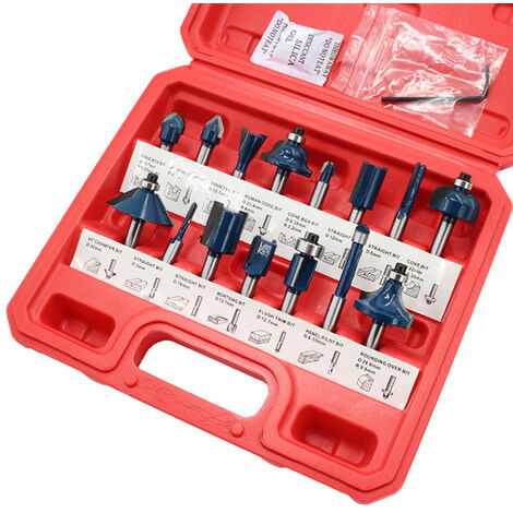 MINKUROW Fresa Para Carpintería 12 Piezas, Máquina De Borde Con Mango 1/4, Máquina De Tallado, Cortador Combinado Para Carpintería Con Caja De Plástico (1/5)