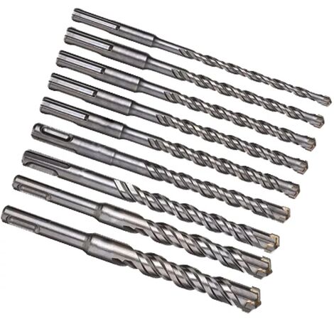 MINKUROW 9 Uds Sds Taladro De Hormigón Más Herramienta De Cabeza De Martillo De Mampostería De Doble Ranura 5-16mm Broca Elektrische Betonbohrer (1/5)