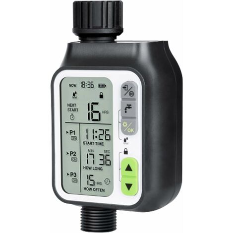 MINKUROW Sensor De Lluvia Temporizador De Manguera Temporizador De Riego Con 3 Programas Separados Sistema Automático De Riego De Jardín Pantalla Lcd Grande Temporizador De Riego Impermeable Para Césp (1/5)
