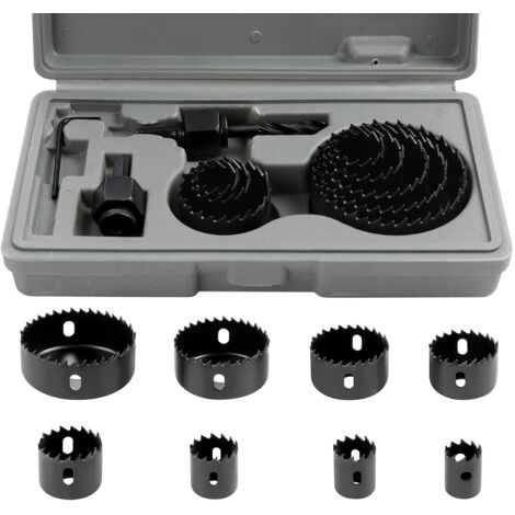 MINKUROW 11pcs 19-64mm Juego De Sierras Perforadoras Bimetálicas De Acero Al Carbono, Juego De Caja De Sierra Perforadora Para Madera, Paneles De Yeso Y Paneles De Yeso (1/5)