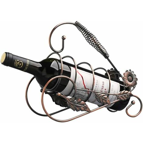 MINKUROW Botellero Portátil, Decoración De Escritorio, Material De Hierro Duradero Y De Alta Calidad, Patrón Retro Europeo, Diseño De Primavera, Ligero Y Hermoso, Ahorra Espacio