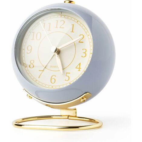 MINKUROW Pequeño Reloj Despertador Clásico Vintage Reloj Analógico Sin Tictac Escritorio Silencioso Funciona Con Pilas Con Luz De Fondo Lindo Reloj De Escritorio Para Dormitorio Cocina Verde Salón Dec (1/5)